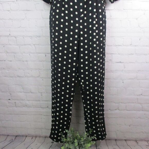 NWT Bershka Polka Dot Button Front Tie Retro Jump Suit - Picture 3 of 4